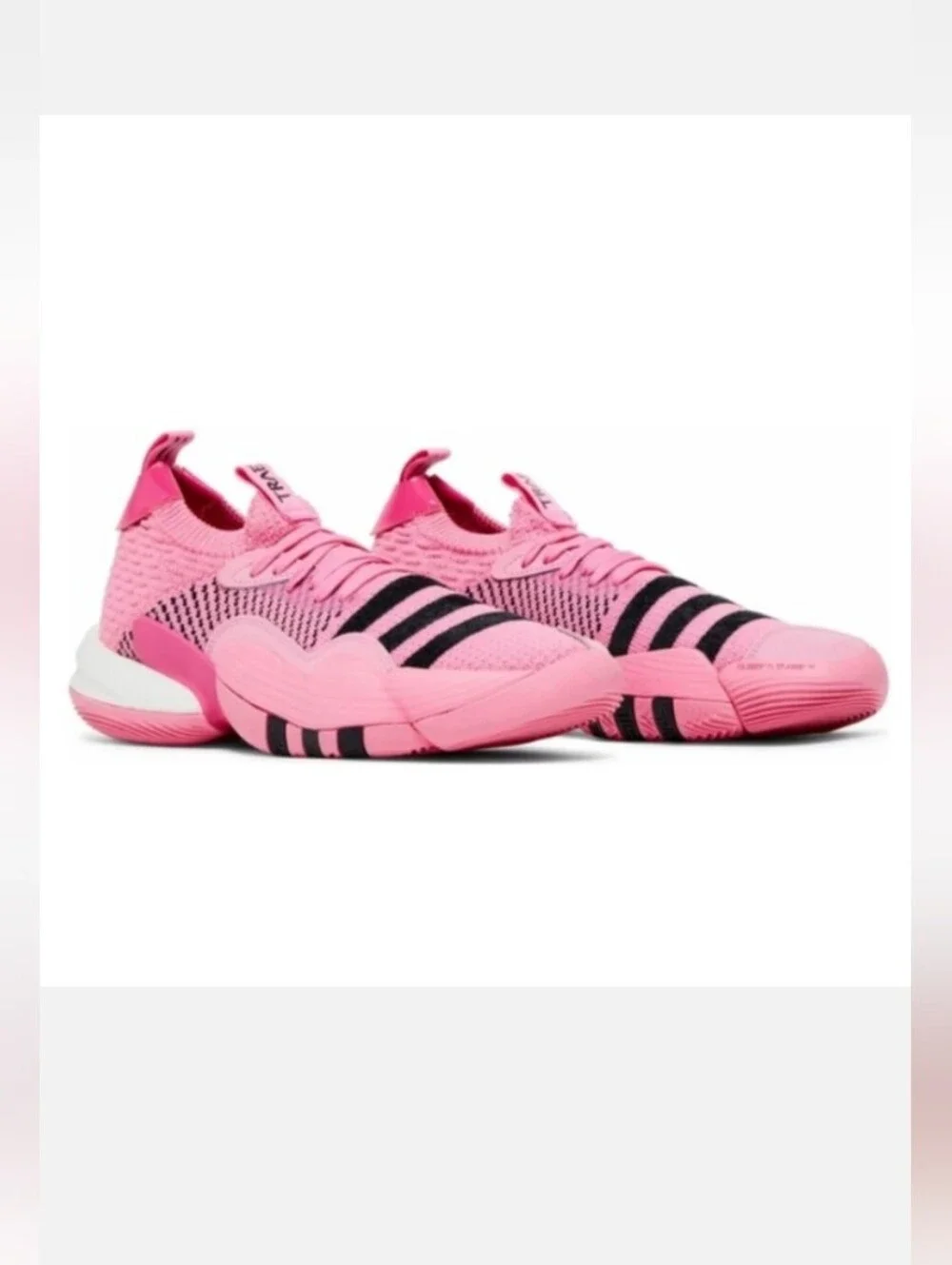 adidas Trae Young Pink Trap House Athletic Sneakers Black Stripes New Mens 7.5